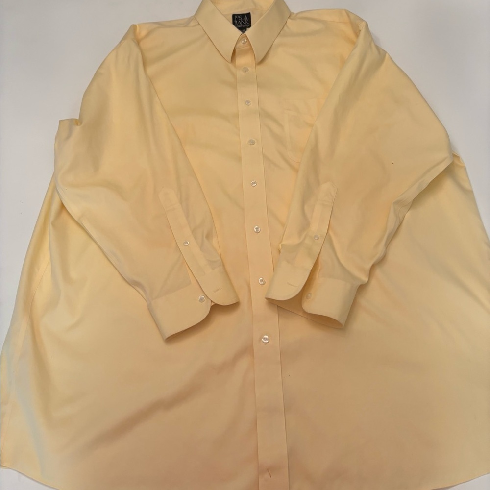 Jos. A. Bank Traveler’s Collection Men’s Dress Shirt 18.5 33 Yellow Cotton - Picture 4 of 6
